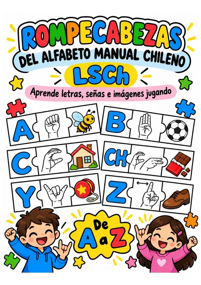 Rompecabezas del Alfabeto Manual Chileno en LSCh — imagen 1
